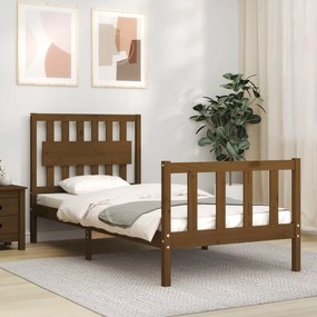 3192414 vidaXL Cadru de pat cu tăblie, maro miere, 90x200 cm, lemn masiv