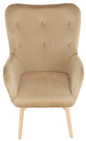 Fotoliu cu taburet, material de catifea bej/fag, LAGER NEW