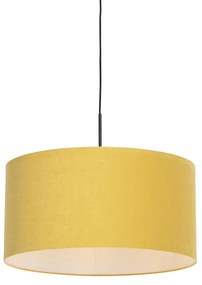 Lampă modernă cu pandantiv neagră cu abajur 50 cm galben - Combi 1