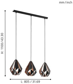 Eglo 49991 - Lampa suspendata CARLTON 1 3xE27/60W/230V