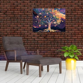 Tablou pe sticlă – Arbore violet plin de energie (70x50 cm)