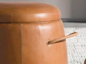 Taburete cu spatiu de depozitare LUX design italian Cowhide camel