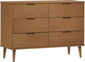 vidaXL Dulap cu sertare „MOLDE”, maro, 113x40x80 cm, lemn masiv de pin