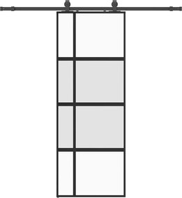 vidaXL Ușă glisantă cu set feronerie neagră 76x205cm sticlă securizată