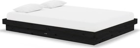 vidaXL Cadru de pat, negru, 140x190 cm, lemn masiv