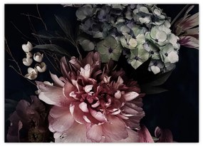 Tablou pe sticlă cu buchet (70x50 cm)