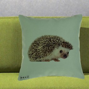 Perna Decorativa Arici Fotorealist, 40x40 cm, Verde, Husa Detasabila, Perna Inclusa, BEKZ®
