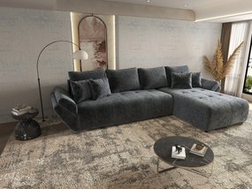 Colțar extensibil dumonde cu ladă de depozitare si sezut confortabil din spuma high-density, Berlin XL Euphoria Graphite 350x185 cm II