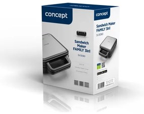 Concept SV3080 - Prăjitor FAMILY 3în1 1200W/230V negru/inox