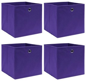 vidaXL Cutii de depozitare 4 buc. violet, 28x28x28 cm, textil nețesut
