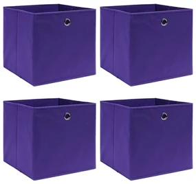 vidaXL Cutii de depozitare 4 buc. violet, 28x28x28 cm, textil nețesut