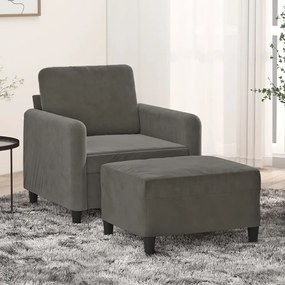 3153558 vidaXL Fotoliu canapea cu taburet, gri închis, 60 cm, catifea