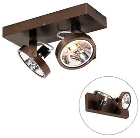 Spotlight de design bronz închis cu 2 lumini rotative și înclinabile - Go