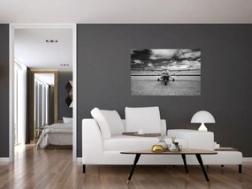 Tablou - Avion alb-negru și alb-negru (90x60 cm)