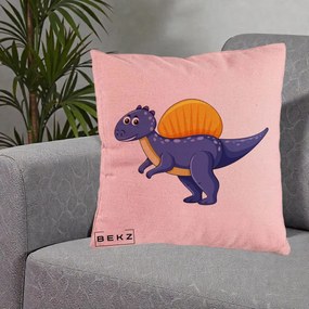 Perna Decorativa Spinozaur Kawaii, 40x40 cm, Roz, Husa Detasabila, Perna Inclusa, BEKZ®