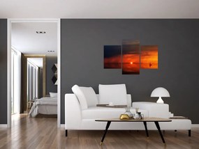 Tabloul apusului de soare cu barca (90x60 cm)