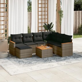 3258616 vidaXL Set canapele de grădină cu perne, 8 piese, gri, poliratan