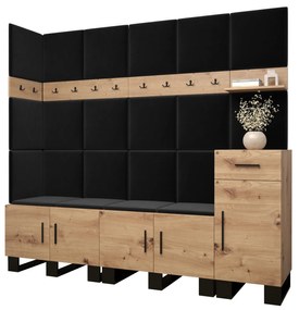 Set mobilier pentru hol Amanda 9 (Stejar artisan + Negru). 1085933