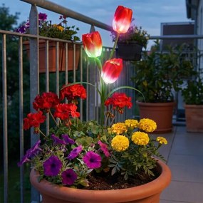 Lampă decorativă solară LED RGB 3xLED/3,7V 200 mAh IP44 tulipán