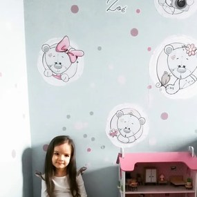 INSPIO Autocolante pentru perete - Ursuleți cu nume roz