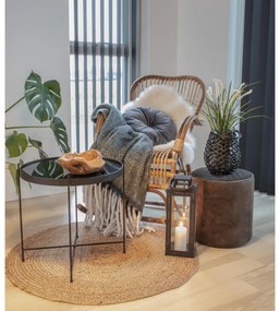 Taburet / Puf gri din catifea 34 cm Ejby House Nordic