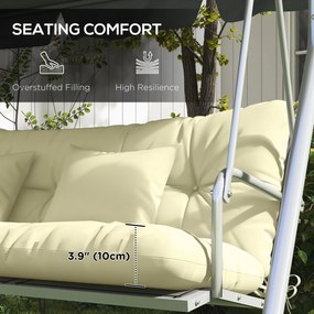 Outsunny Set 4 Piese Perne de Grădină cu Șnururi de Fixare, Perne pentru Ședere și Spate cu Umplutură Groasă, pentru Balansoar de Grădină, Crem | Aosom Romania
