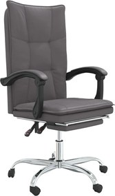 vidaXL Fotoliu de birou rabatabil, gri, piele ecologică