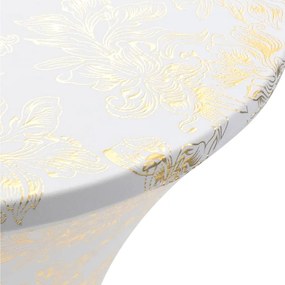 Huse elastice de masa, 2 buc., alb cu imprimeu auriu, 80cm 2, Alb, 80 cm