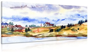 Tablou sătuleț de acuarelă