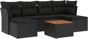 vidaXL Set canapele de grădină cu perne, 7 piese, negru, poliratan