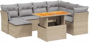 vidaXL Set canapele de grădină, 8 piese, cu perne, bej, poliratan