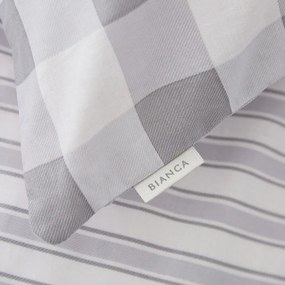 Lenjerie de pat din bumbac Bianca Check And Stripe, 135 x 200 cm, gri