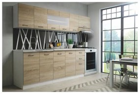 Set Mobila Bucatarie PERLA 260cm Stejar Sonoma/Alb