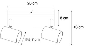 Plafoniera modernă bronz cu 2 lumini reglabile dreptunghiulare - Jeana