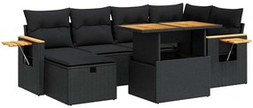 3328133 vidaXL Set mobilier de grădină cu perne, 8 piese, negru, poliratan