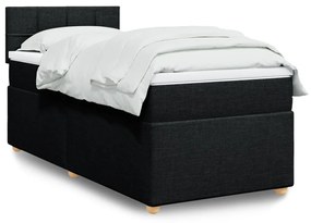 vidaXL Pat box spring cu saltea, negru, 80x200 cm, textil