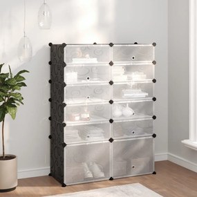 vidaXL Suport de pantofi, negru, 94x37x125 cm, PP