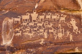 Ilustrație UT, Nine Mile Canyon, petroglyphs, The Great Hunt, John Elk III