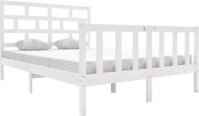 vidaXL Cadru de pat King Size, alb, 150x200 cm, lemn masiv de pin