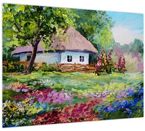 Tablou pe sticlă - Cabană (70x50 cm)