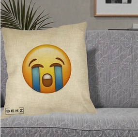 Perna Decorativa Emoji Plange, 40x40 cm, Crem, Husa Detasabila, Perna Inclusa, BEKZ®