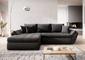 Colțar extensibil dumonde cu ladă de depozitare si sezut confortabil din spuma high-density, Loana Magma Black II 270x185 cm