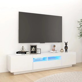 3081903 vidaXL Comodă TV cu lumini LED, alb extra lucios, 180x35x40 cm