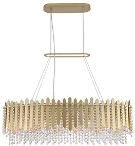 Lustra metal auriu, cristale din sticla Spear 8Lt
