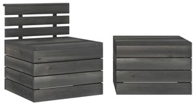 vidaXL Set mobilier grădină din paleți, 2 piese, gri închis, lemn pin