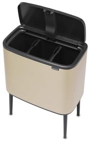 Copentru gunoi colectare selectivă Brabantia Bo Touch 1003216, 3x11 L, Deschidere lina si silentioasa, Deschidere mare, Auriu metalic