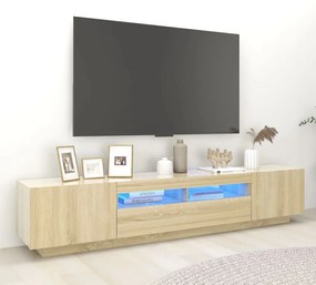 Comoda TV cu lumini LED, stejar sonoma, 200x35x40 cm 1, Stejar sonoma