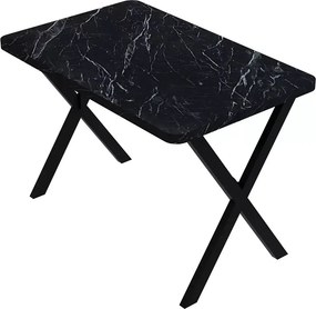 Set masa cu 4 scaune metal, Amsterdam Homs,negru marmurat/negru 70 x 110 cm
