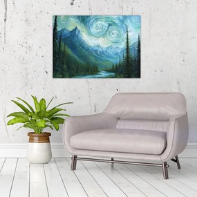 Tablou pe sticlă - Peisaj cu o adiere din Van Gogh (70x50 cm)