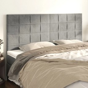 vidaXL Tăblii de pat, 4 buc, gri deschis, 80x5x78/88 cm, catifea